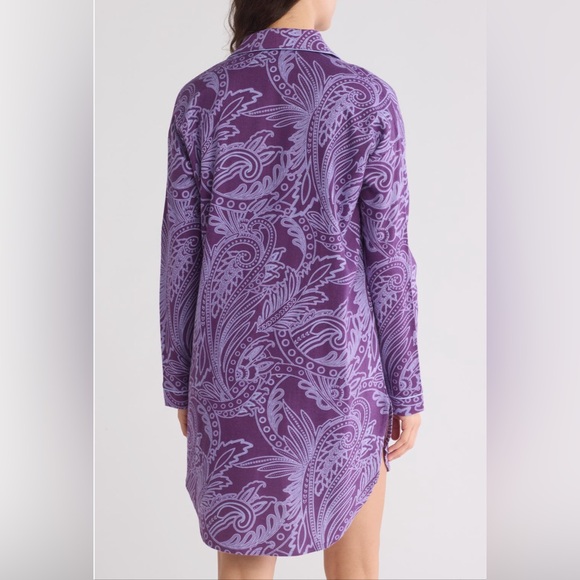 NWT Ted Baker Purple Paisley button-down Women's Sleep Shirt — loungewear - Picture 5 of 12
